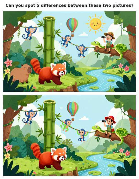 Spot the Difference - Capybara and Red Panda