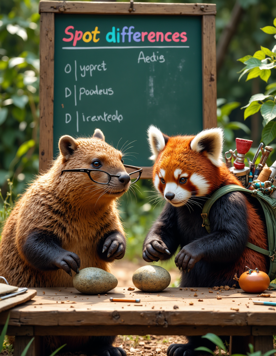 Spot the Difference - Capybara and Red Panda