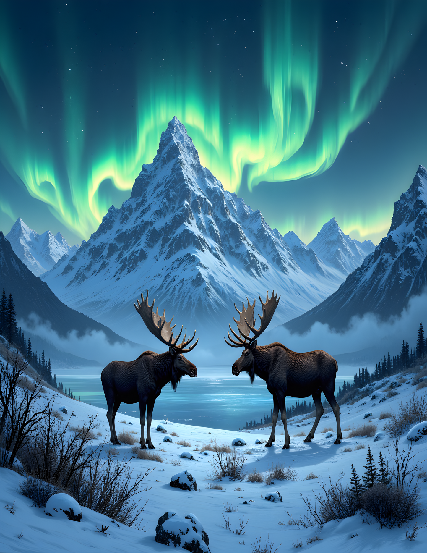 Winter’s Silent Majesty: An Enchanting Wildlife & Landscape Coloring Book