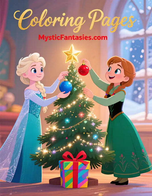 Two Girl at Christmas Coloring Pages