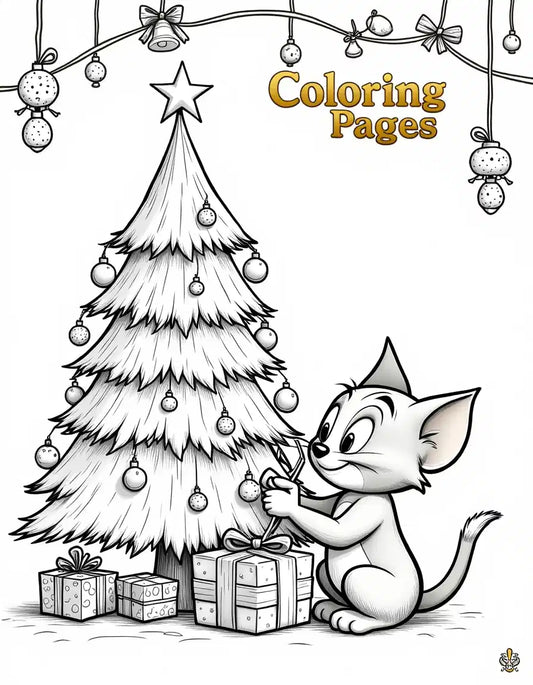 Kitten and Mice Coloring Pages